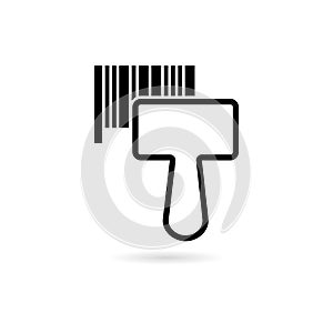 Black Barcode reader scanning bar code icon or logo
