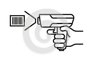 Black barcode scanner icon.