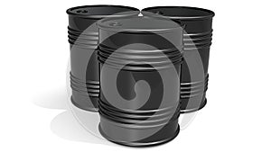 Black barrels for cruel oil or petroleum