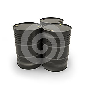 Black barrels on a white background