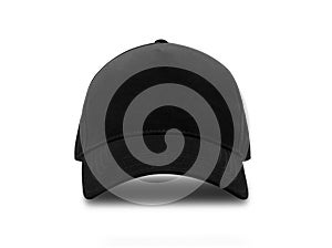 Black baseball cap isolated on white background with clipping path.