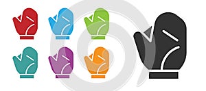 Black Baseball glove icon isolated on white background. Set icons colorful. Vector Illustration