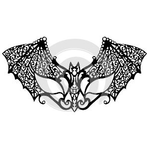 Black bat mask. Vector isolated illustration for carnivals, balls, receptions, new year