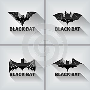 Black bat Set. Symbol. Vector logo template, emblem