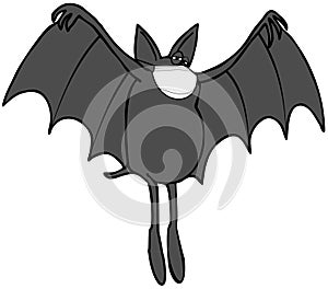 Black bat wearing a face mask