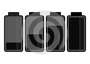 Black battery icon. Charge level. Vector