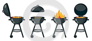 Black bbq grill isolated.