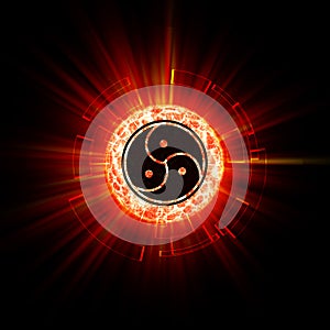 Black Bdsm sign on red abstract