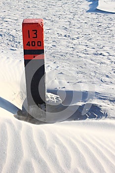 Black beach pole 13 400, Ameland Island, Holland photo