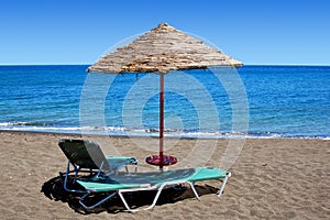 Black Beach Umbrella in Greece