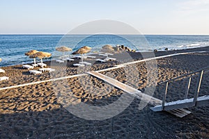 Black Beach with volcanic sand in Perissa