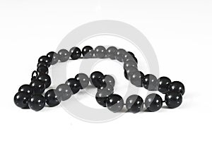 Black beads on white