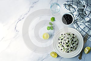 Black bean cilantro lime rice in a plate