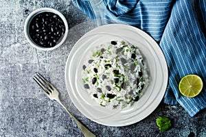 Black bean cilantro lime rice in a plate