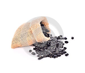 Black bean nut in a bag on white backgroun