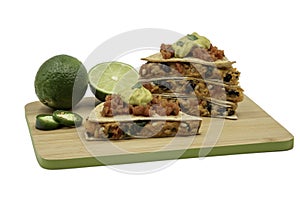Black bean quesadilla stack on cutting board