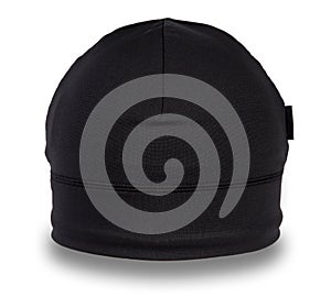 Black beanie hat, shot straight on, isolated on a white with a drop shadow