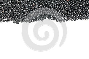 Black beans frame in white background. Phaseolus vulgaris 'Black