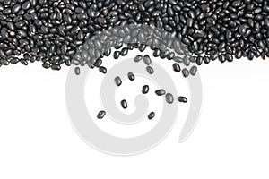 Black beans frame in white background. Phaseolus vulgaris 'Black