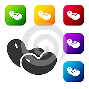 Black Beans icon isolated on white background. Set icons in color square buttons. Vector