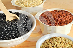 Black beans, lentils, and quinoa