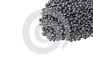 Black beans lot on white background