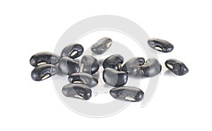Black beans on white background.