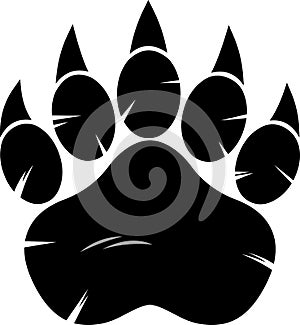 Black Bear Paw With Claws Print Logo Design