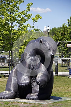Black Bear Statue at Harbour, Kenora, Ontario, Canada photo