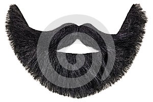 Black beard with mustache isolated on white