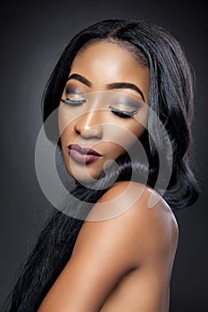 Black beauty with elegant curly hair