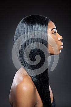 Black beauty with long straight hair