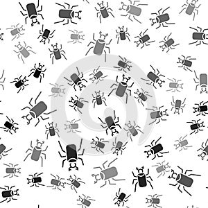 Black Beetle bug icon isolated seamless pattern on white background. Vector