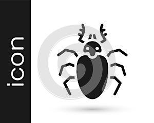 Black Beetle deer icon isolated on white background. Horned beetle. Big insect. Vector
