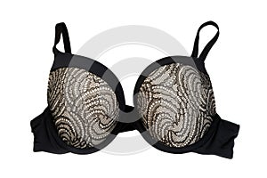 Black with a beige bra. Isolate on white