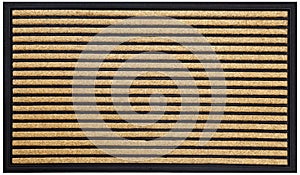 Black beige horizontal lines pattern rubber and zute coir doormat photo