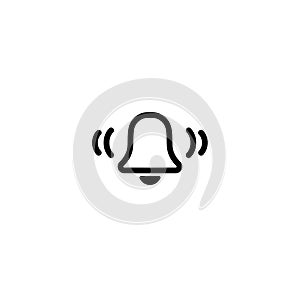 Black bell line icon. audio button isolated on white background. Flat simple vector illustration