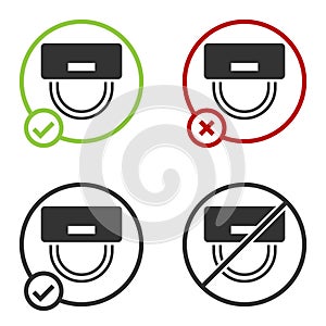 Black Bellboy hat icon isolated on white background. Hotel resort service symbol. Circle button. Vector