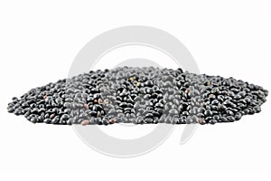 Black Beluga lentils on white background