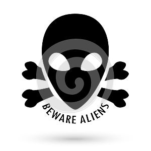 Black beware alien with bone cross vector