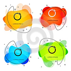 Black Bicycle brake disc icon isolated on white background. Abstract banner with liquid shapes. Vector