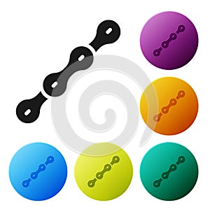 Black Bicycle chain icon isolated on white background. Bike chain sprocket transmission. Set icons in color circle