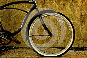 Black Bicycle Frame with Flat Tire