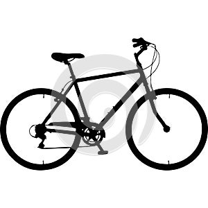 Black bicycle silhouette with drop handlebars and doublewalled rims isolated on transparent background