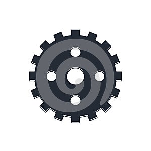 Black Bicycle sprocket crank icon isolated on white background. Vector