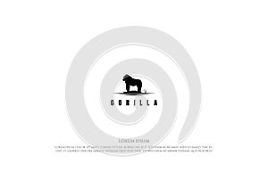 Black Big Strong Animal Gorilla Logo Design Vector