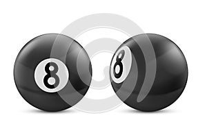 Black billiard eight ball isolated on white