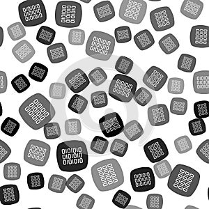 Black Binary code icon isolated seamless pattern on white background. Vector