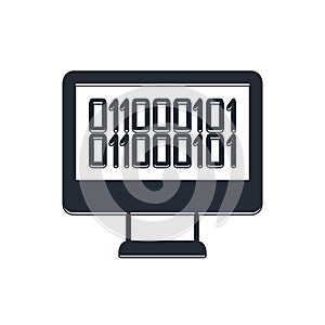 Black Binary code icon isolated on white background. Vector