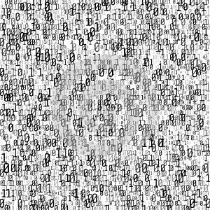 Black binary code on white background. Algorithm binary, data co